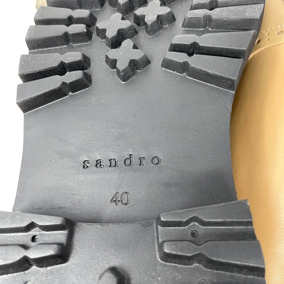 Sandro Leather Metal Plate Ankle Boots With Notched Sole In Tan Size 8.5 / 9 - Picture 13 of 15